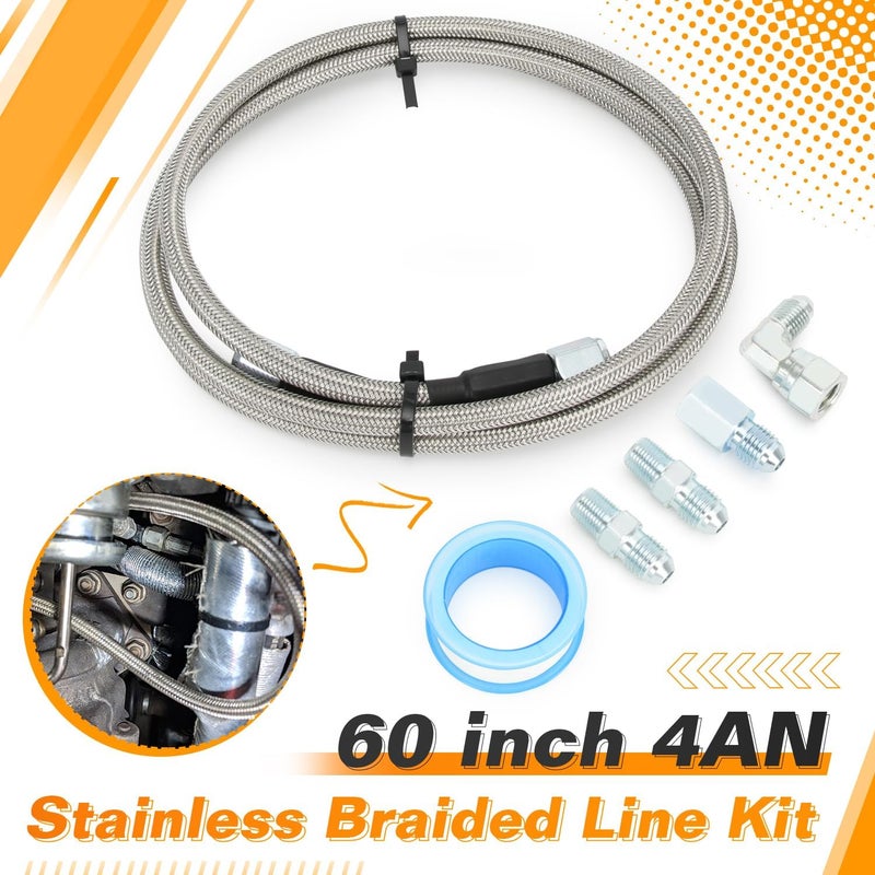 SJDYYMX 60 inch Stainless Braided Line 4AN Multi Size Remote Turbocharger Sensor Teflon Gauge Line Kit - Image 2